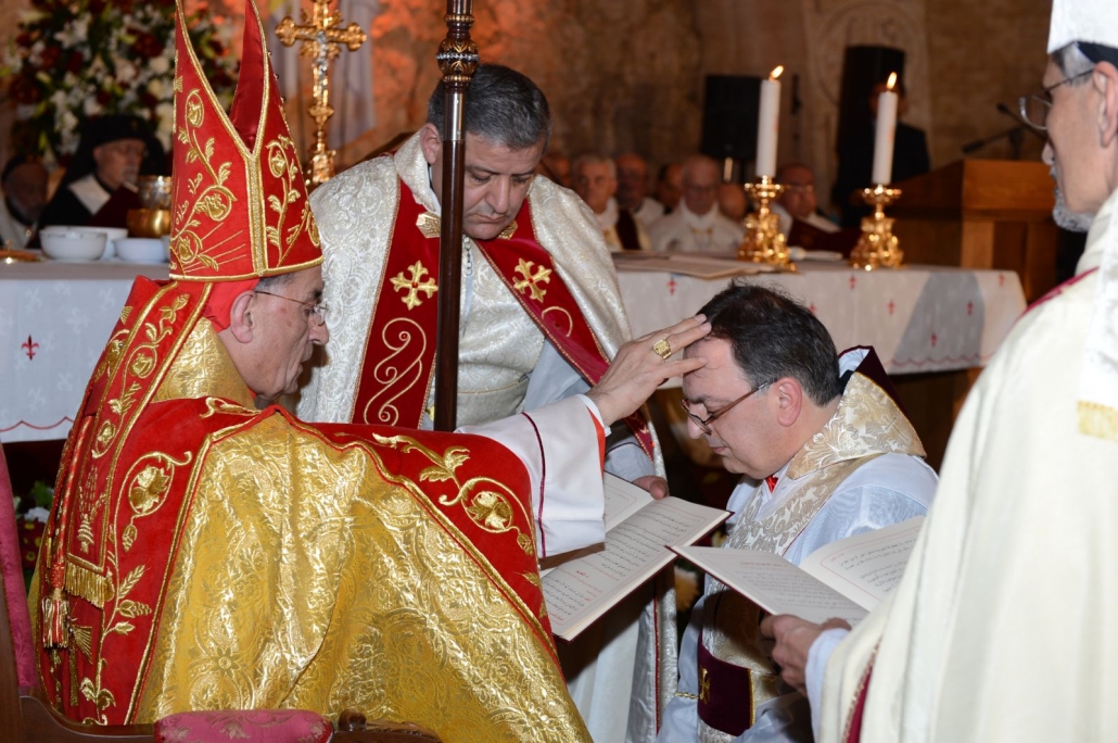 Anointing moment during Bishop Paul-Marwan Tabet's ordination ceremony in Lebanon
